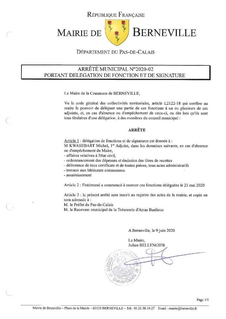 Arrêté municipal du 09 juin 2020