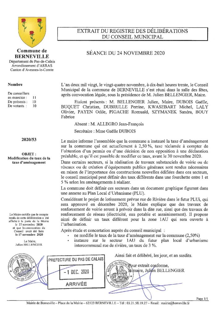 Délibération n°53 du 24 novembre 2020