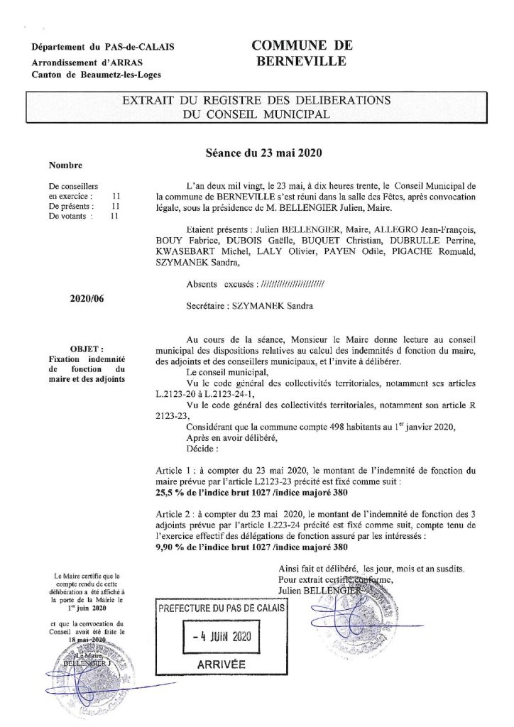 Délibération n°6 du 23 mai 2020