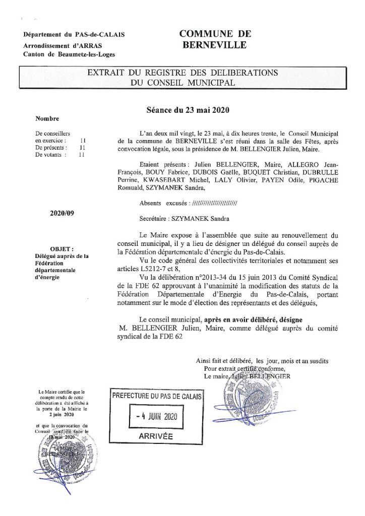 Délibération n°8 du 23 mai 2020