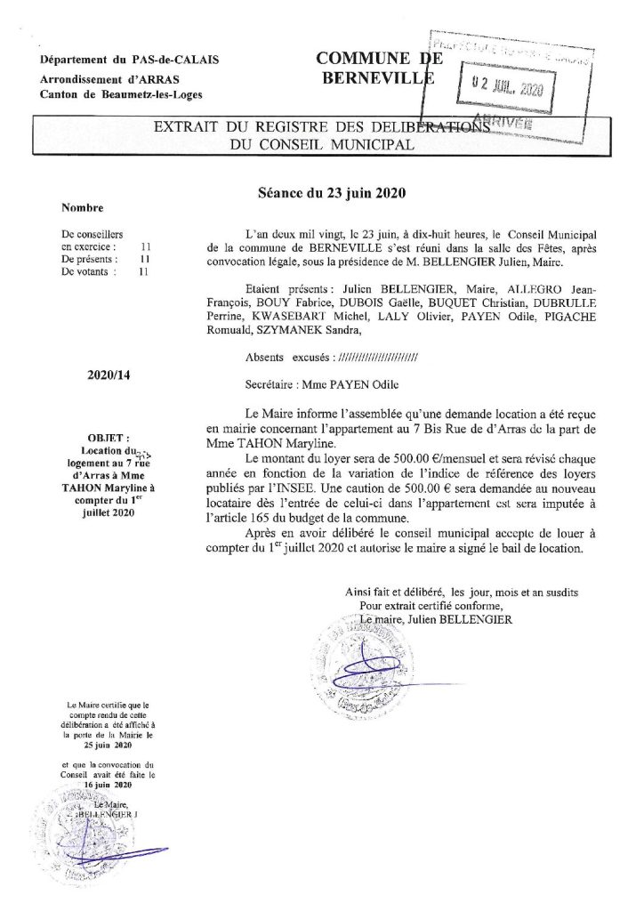 Délibération n°13 du 23 mai 2020