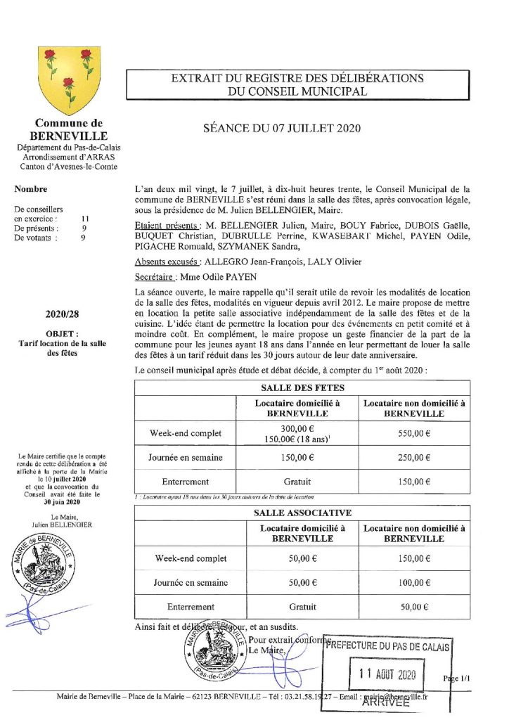 Délibération n°28 du 7 juillet 2020