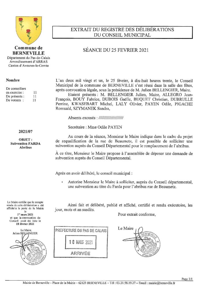 Délibération n°7 du 25 février 2021