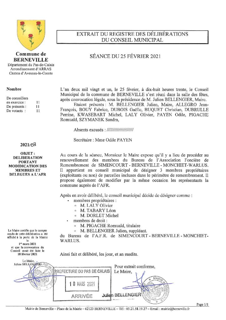 Délibération n°8 du 25 février 2021