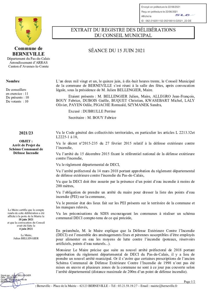 Délibération n°23 du 15 juin 2021