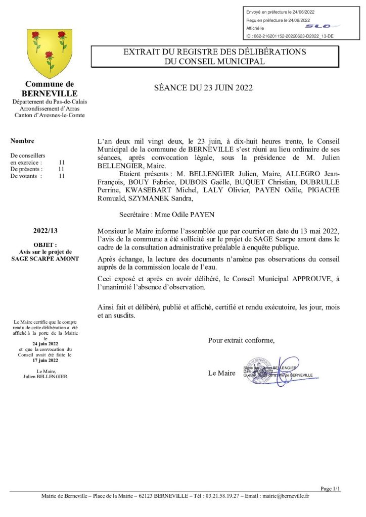 Délibération n°13 du 23 juin 2022