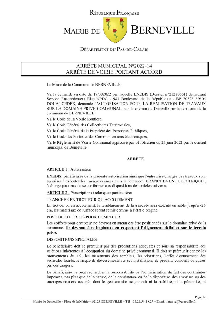 Arrêté municipal du 17 août 2022