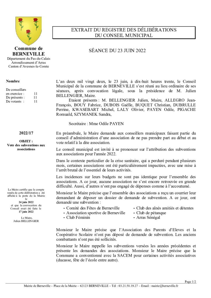 Délibération n°17 du 23 juin 2022