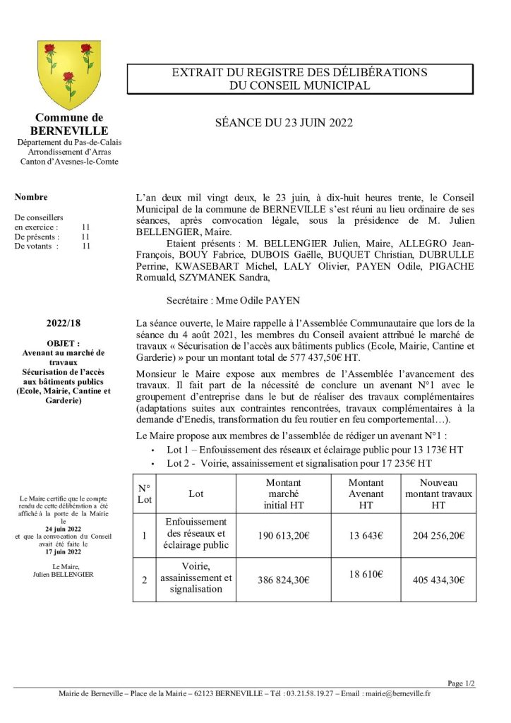 Délibération n°18 du 23 juin 2022