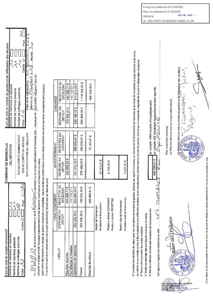 Délibération n°1 du 22 février 2022