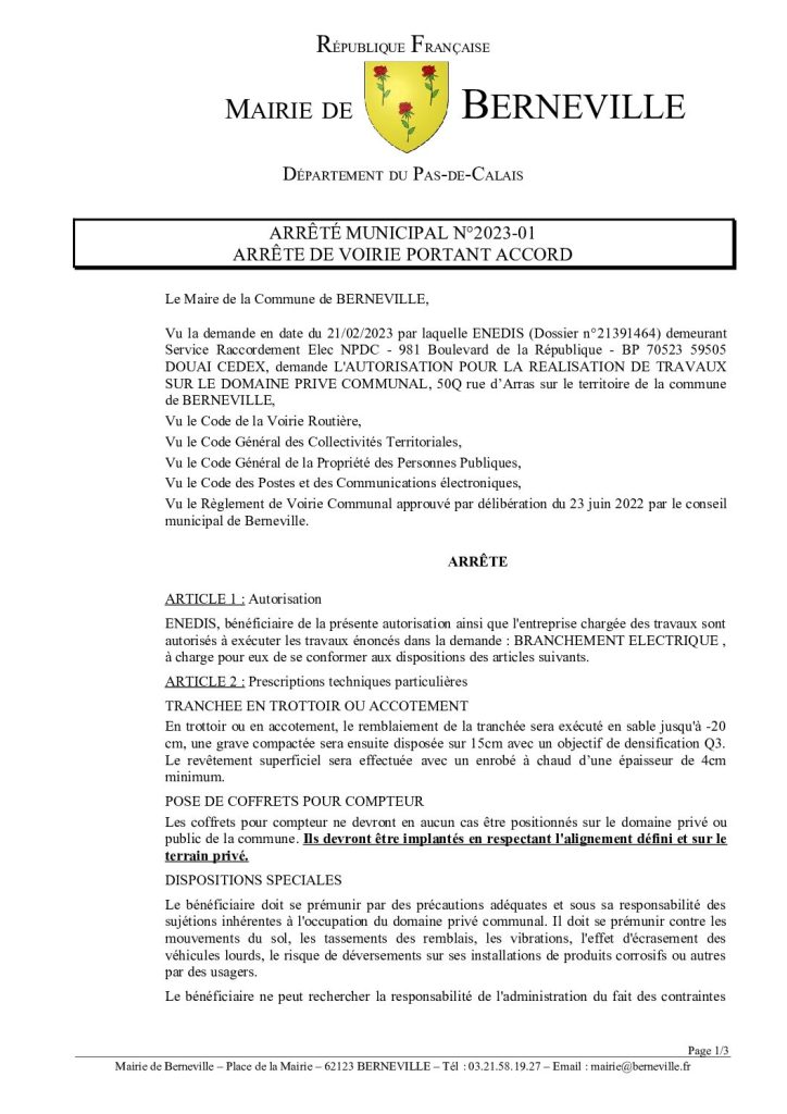 Arrêté municipal du 28 février 2023