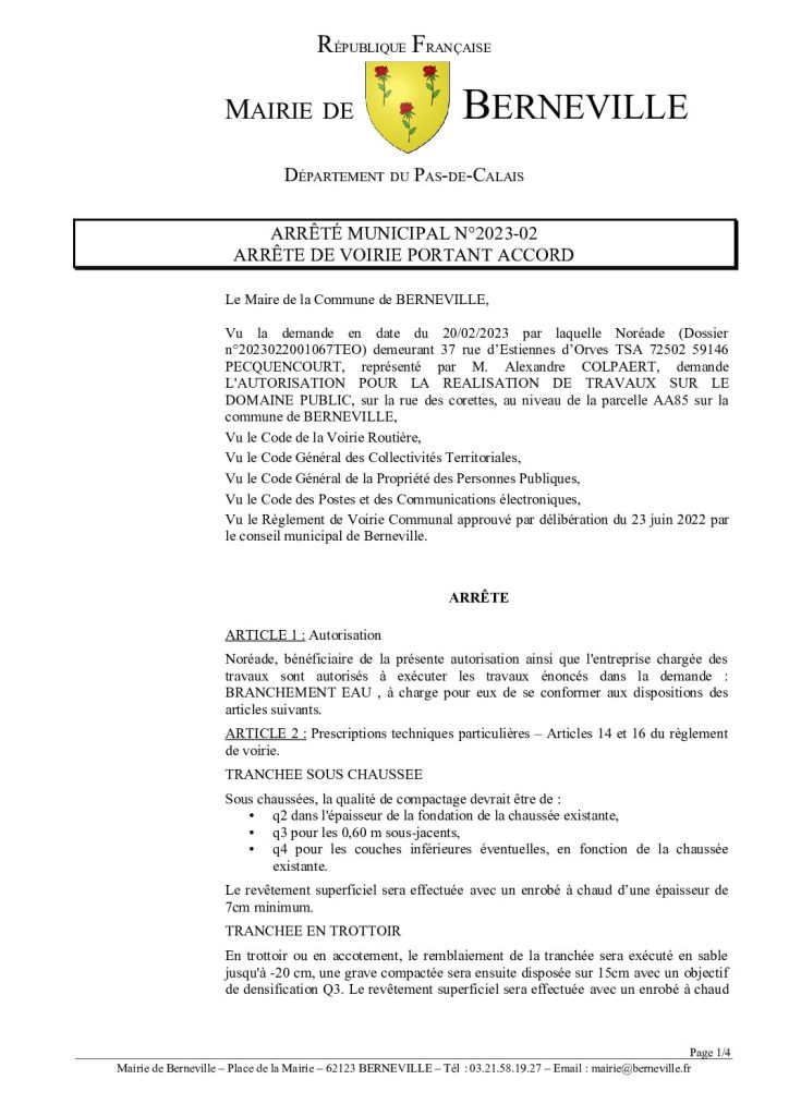 Arrêté municipal du 10 mars 2023