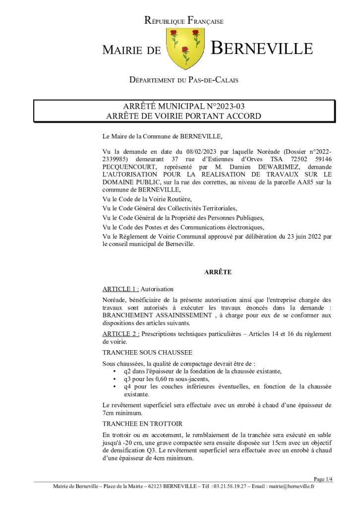 Arrêté municipal du 10 mars 2023