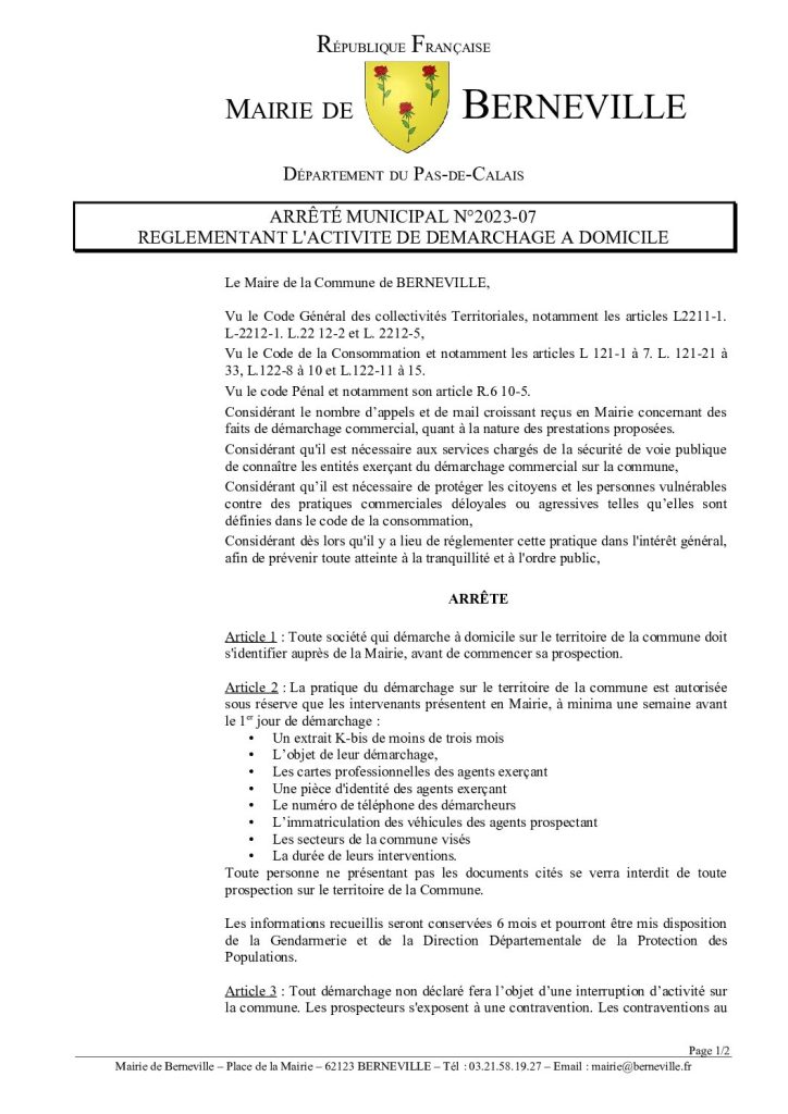 Arrêté municipal du 19 mai 2023