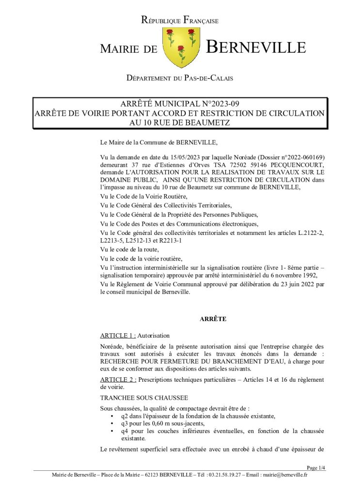 Arrêté municipal du 21 mai 2023