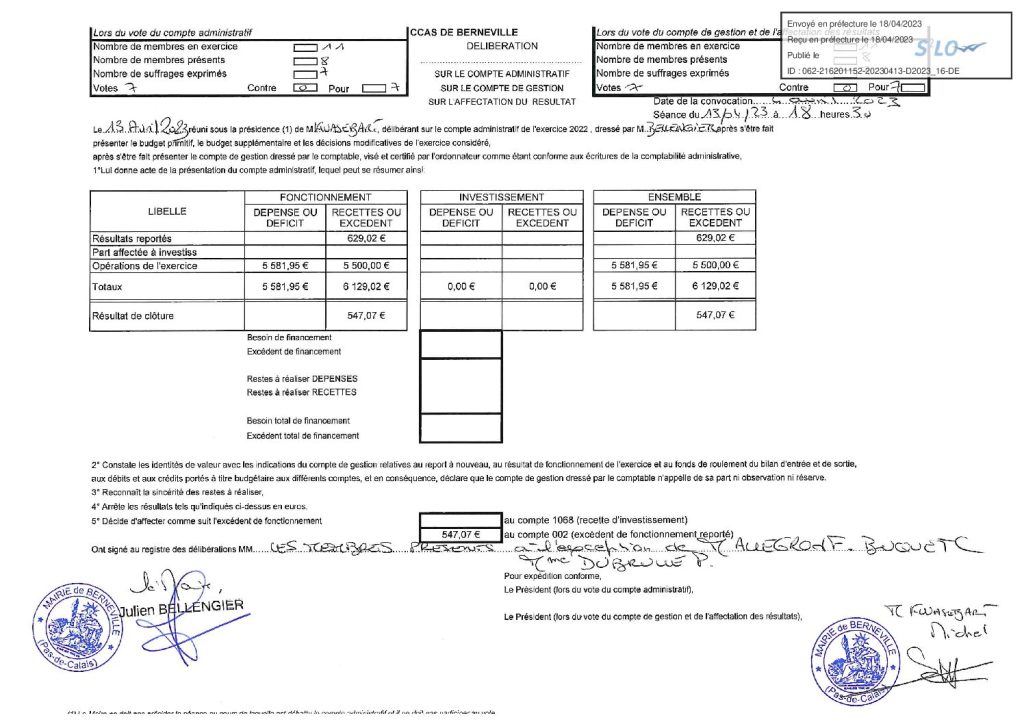 Délibération n°16 du 13 avril 2023