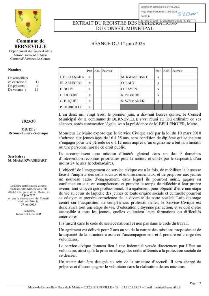 Délibération n°30 du 1 juin 2023