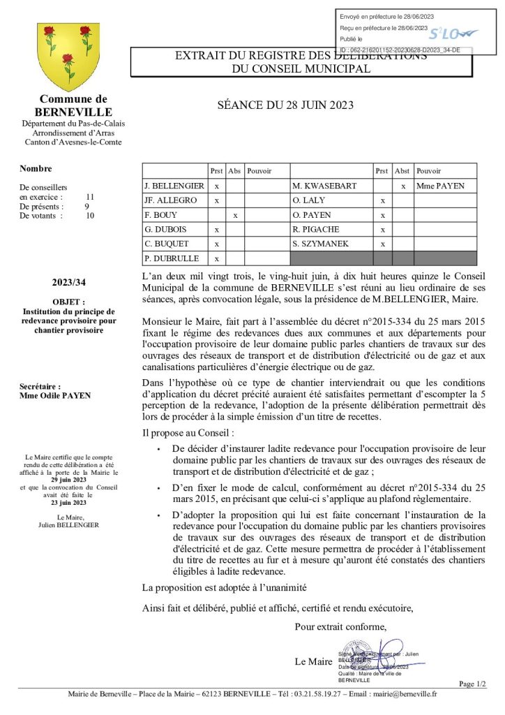 Délibération n°34 du 28 juin 2023