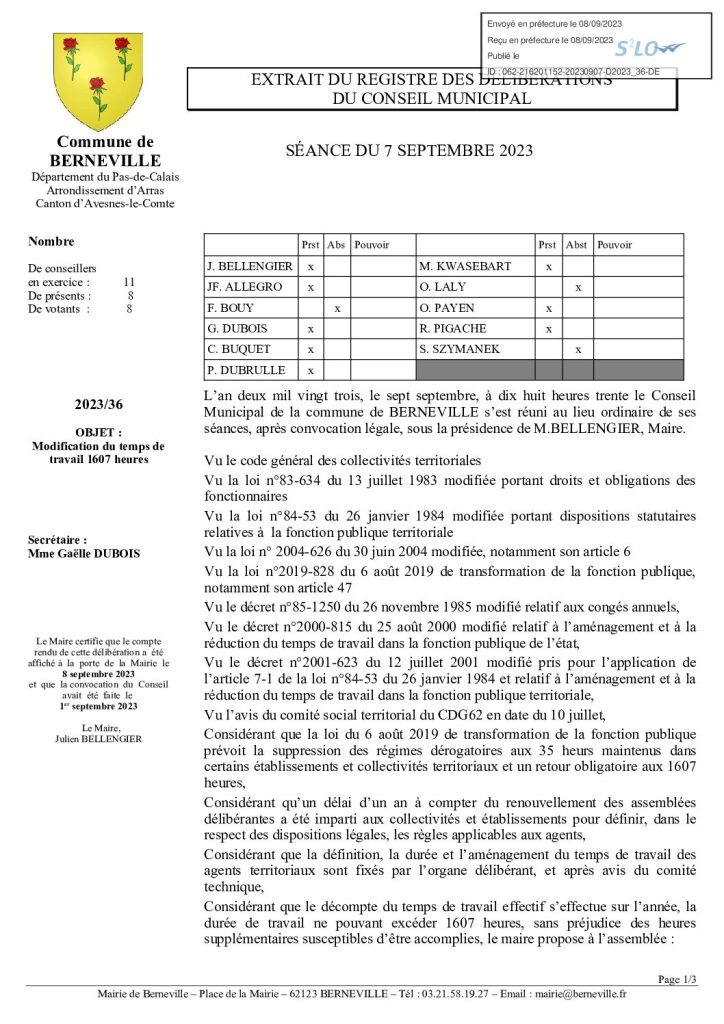 Délibération n°36 du 7 septembre 2023