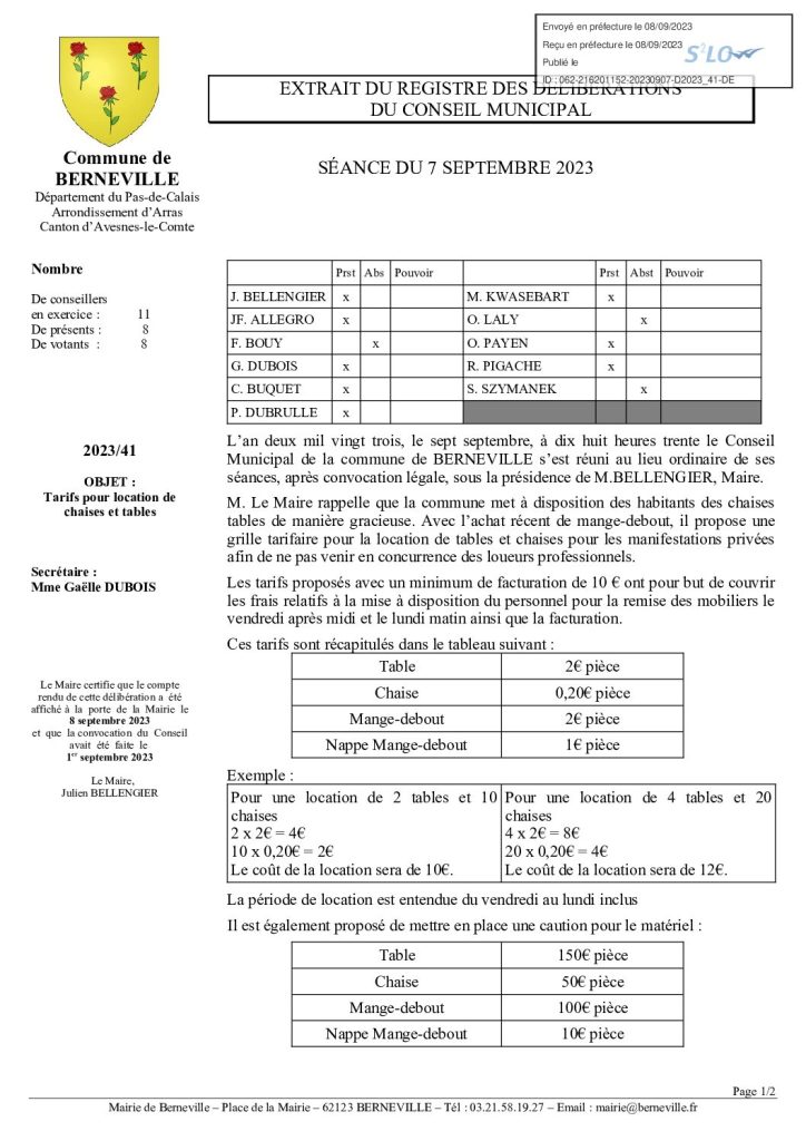 Délibération n°41 du 7 septembre 2023