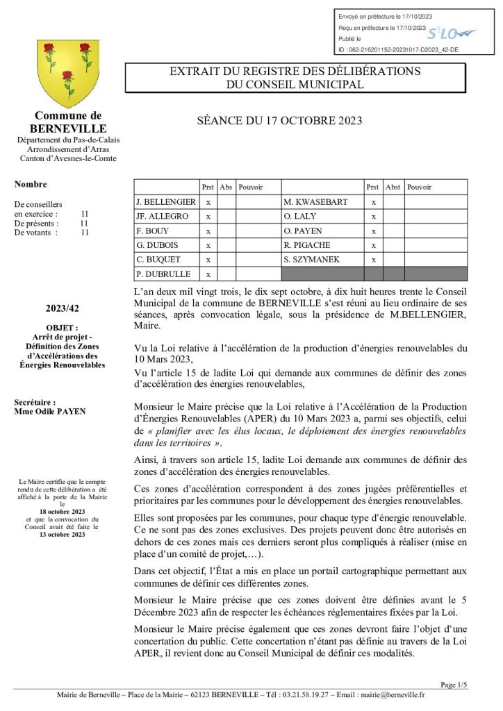 Délibération n°42 du 17 septembre 2023