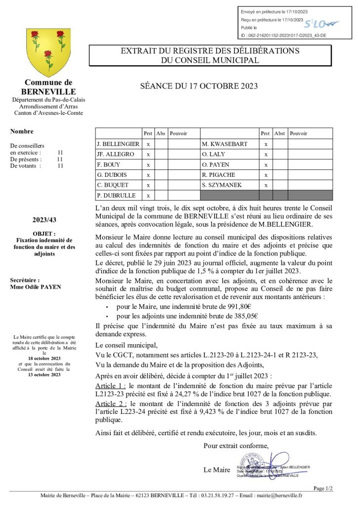 Délibération n°43 du 17 septembre 2023