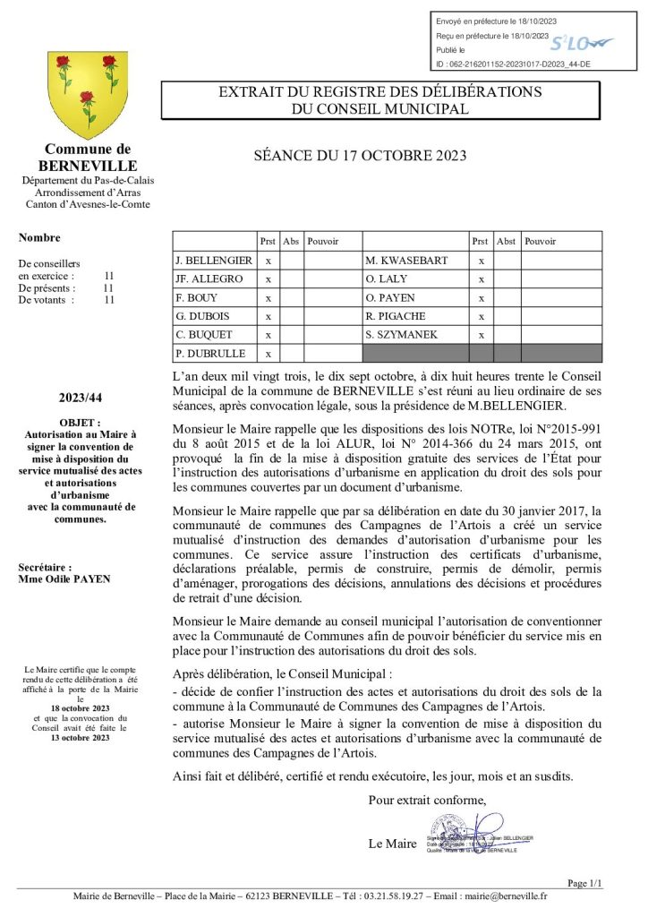 Délibération n°44 du 17 septembre 2023