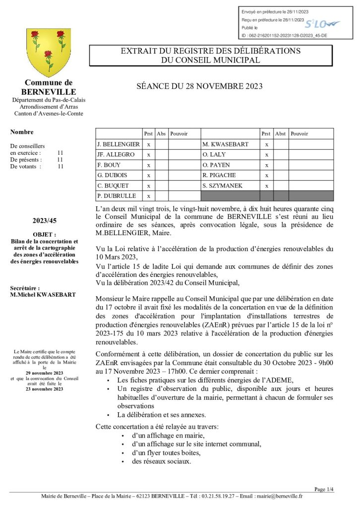 Délibération n°45 du 28 septembre 2023