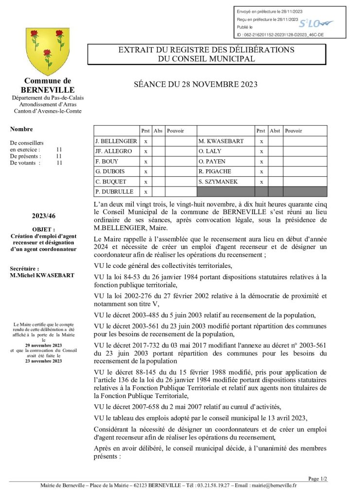 Délibération du 28 septembre 2023