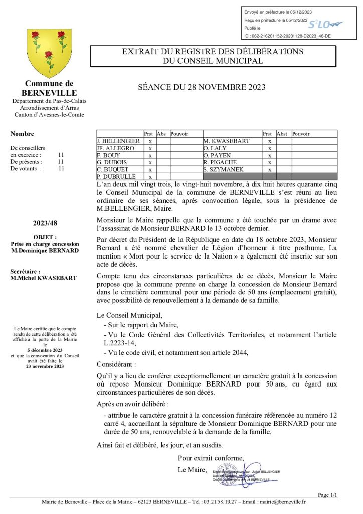 Délibération n°48 du 28 novembre 2023