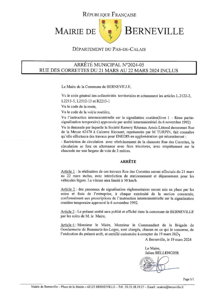 Arrêté municipal du 19 mars 2024