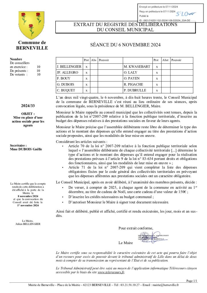 Délibération n°33 du 6 novembre 2024