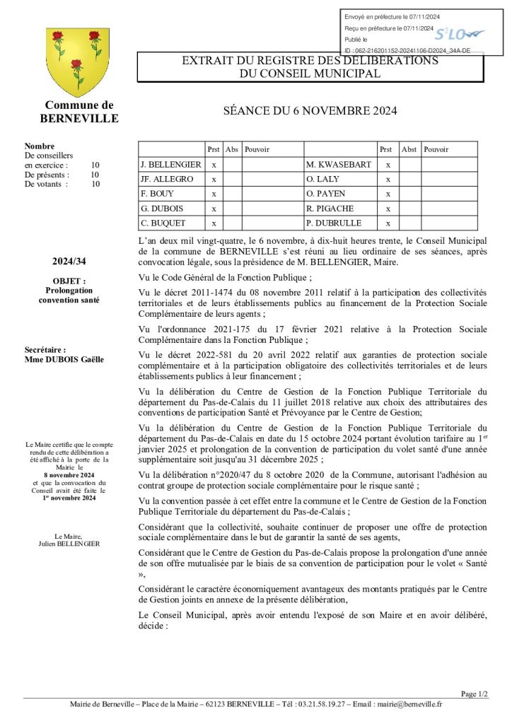 Délibération n°34 du 6 novembre 2024