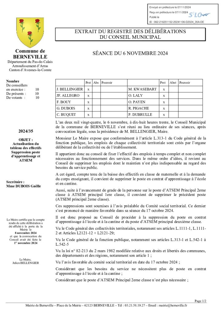 Délibération n°35 du 6 novembre 2024