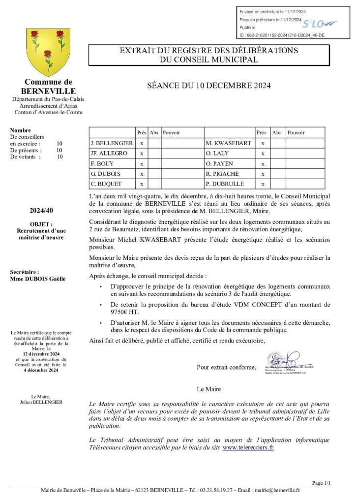 Délibération n°40 du 10 décembre 2024