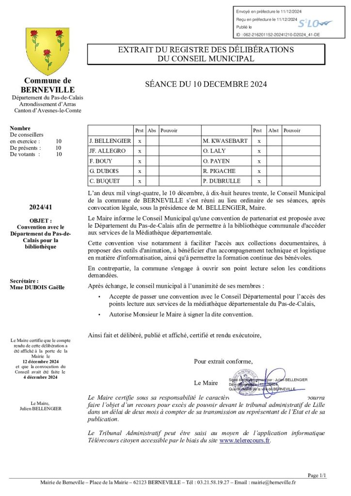 Délibération n°41 du 10 décembre 2024