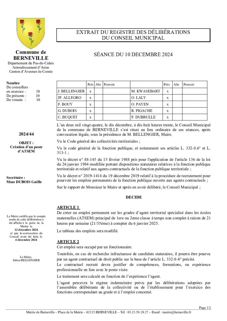 Délibération n°44 du 10 décembre 2024