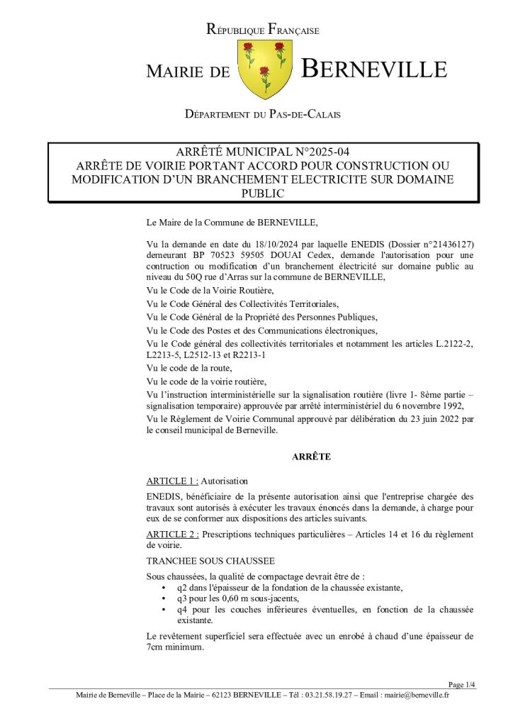 Arrêté municipal du 7 février 2025