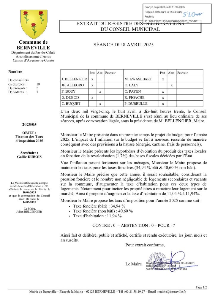 Délibération n°2025-05 du 8 avril 2025