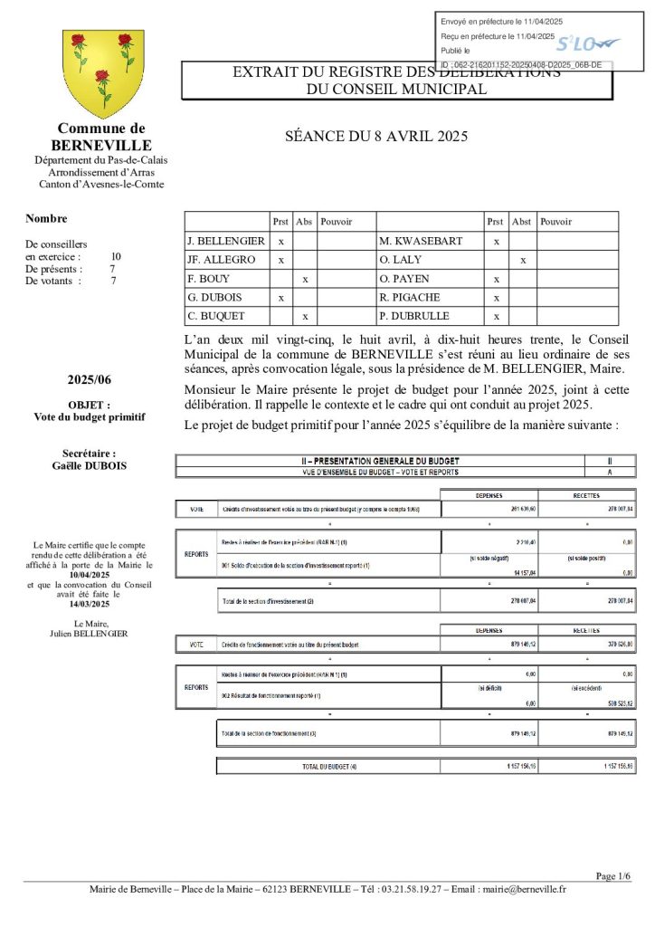 Délibération n°2025-06 du 8 avril 2025