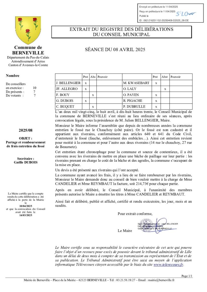 Délibération n°2025-08 du 8 avril 2025