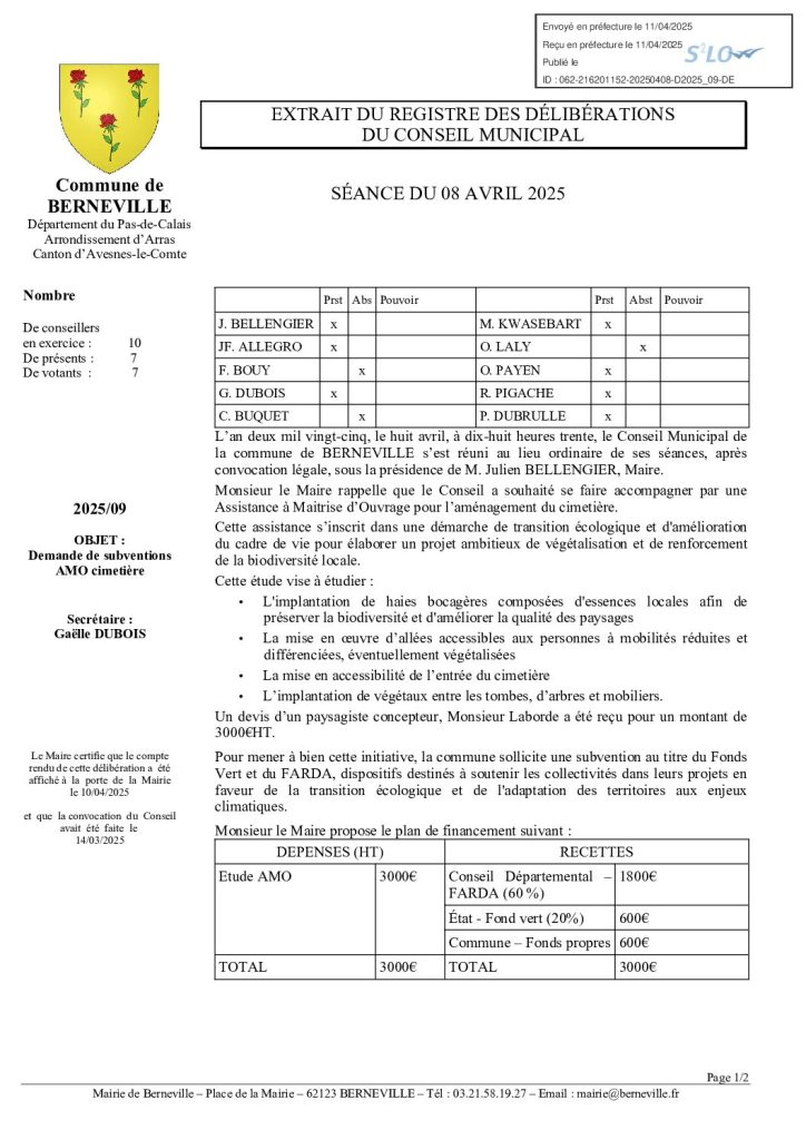 Délibération n°2025-09 du 8 avril 2025