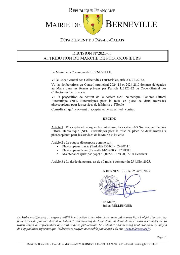 Arrêté municipal n°2025-11 du 25 avril 2025