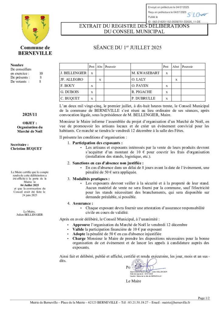 Délibération n°2025-11 du 1 juillet 2025